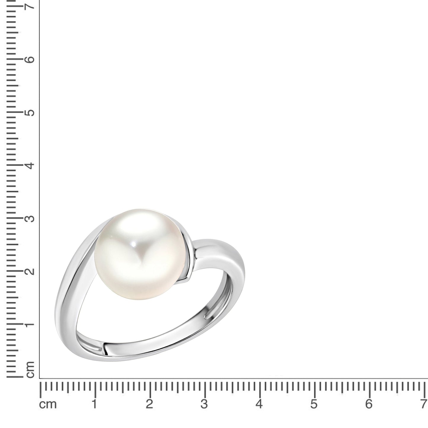 Ring 925/- Sterling Silber rhodiniert Perle