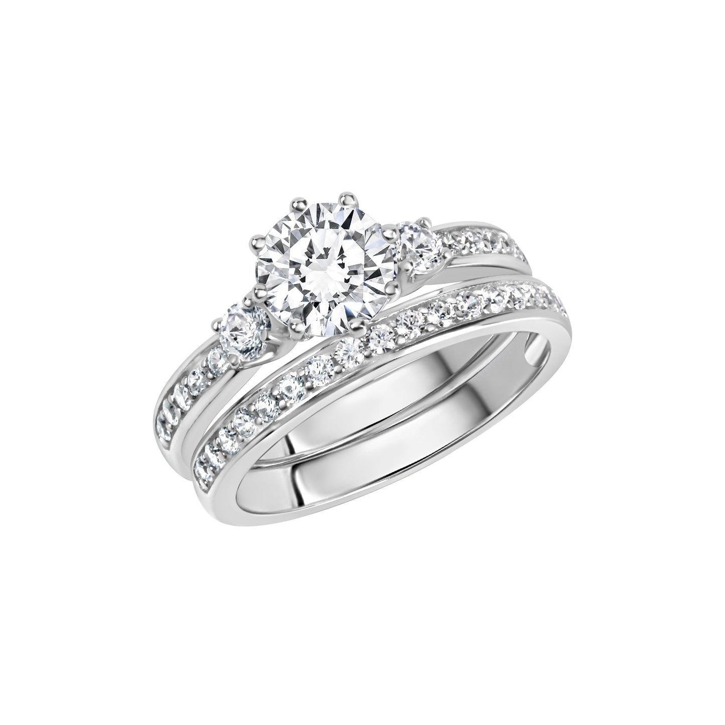 Ring 925/- Sterling Silber rhodiniert Zirkonia