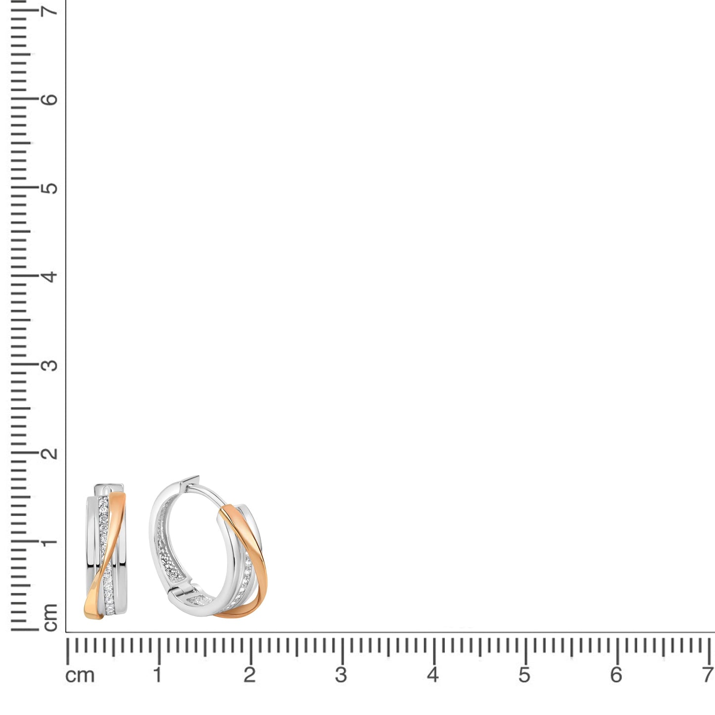 Ohrringe 925/- Sterling Silber rotvergoldet 1,6cm Zirkonia