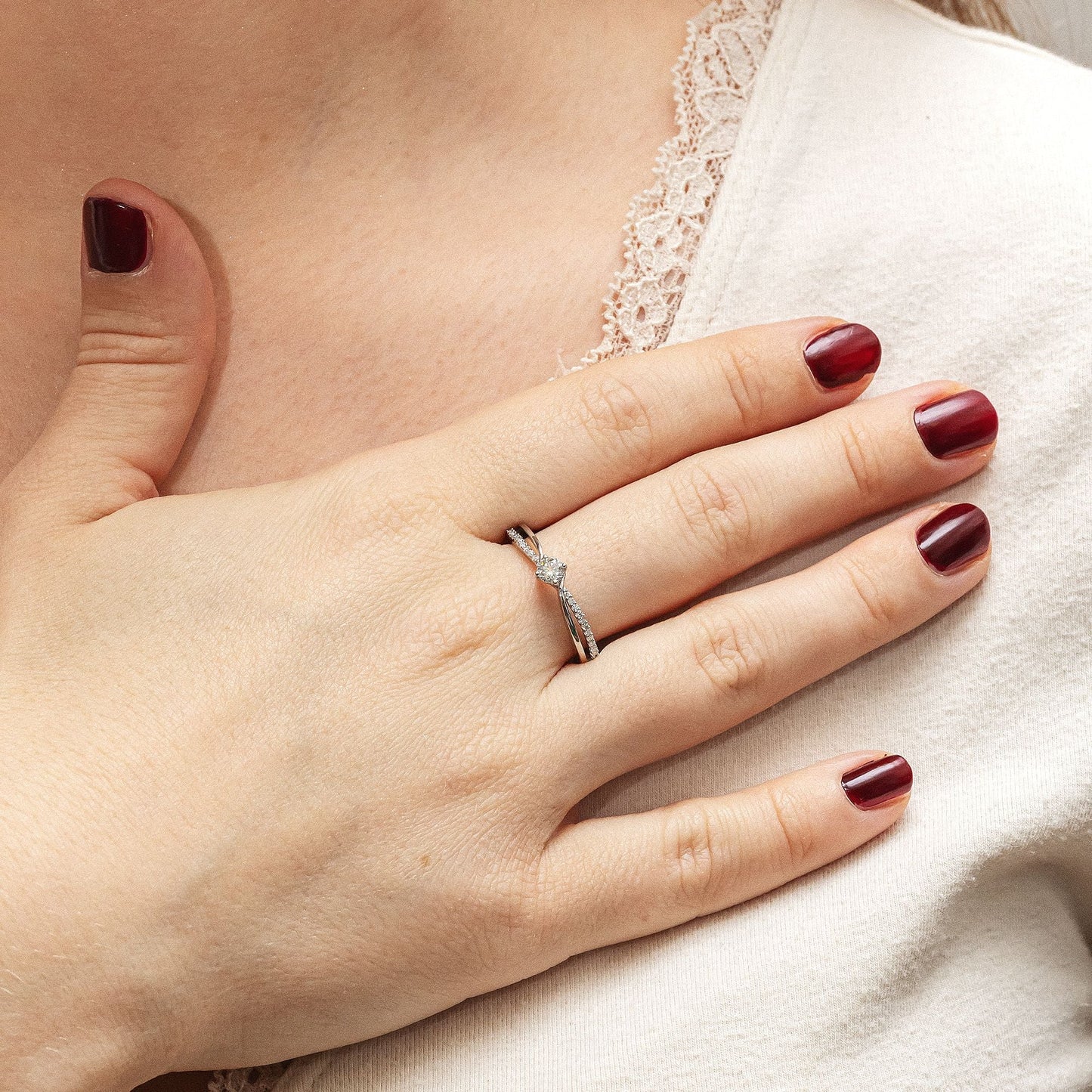 Ring 585/- Gold rhodiniert Brillant 0,25ct.