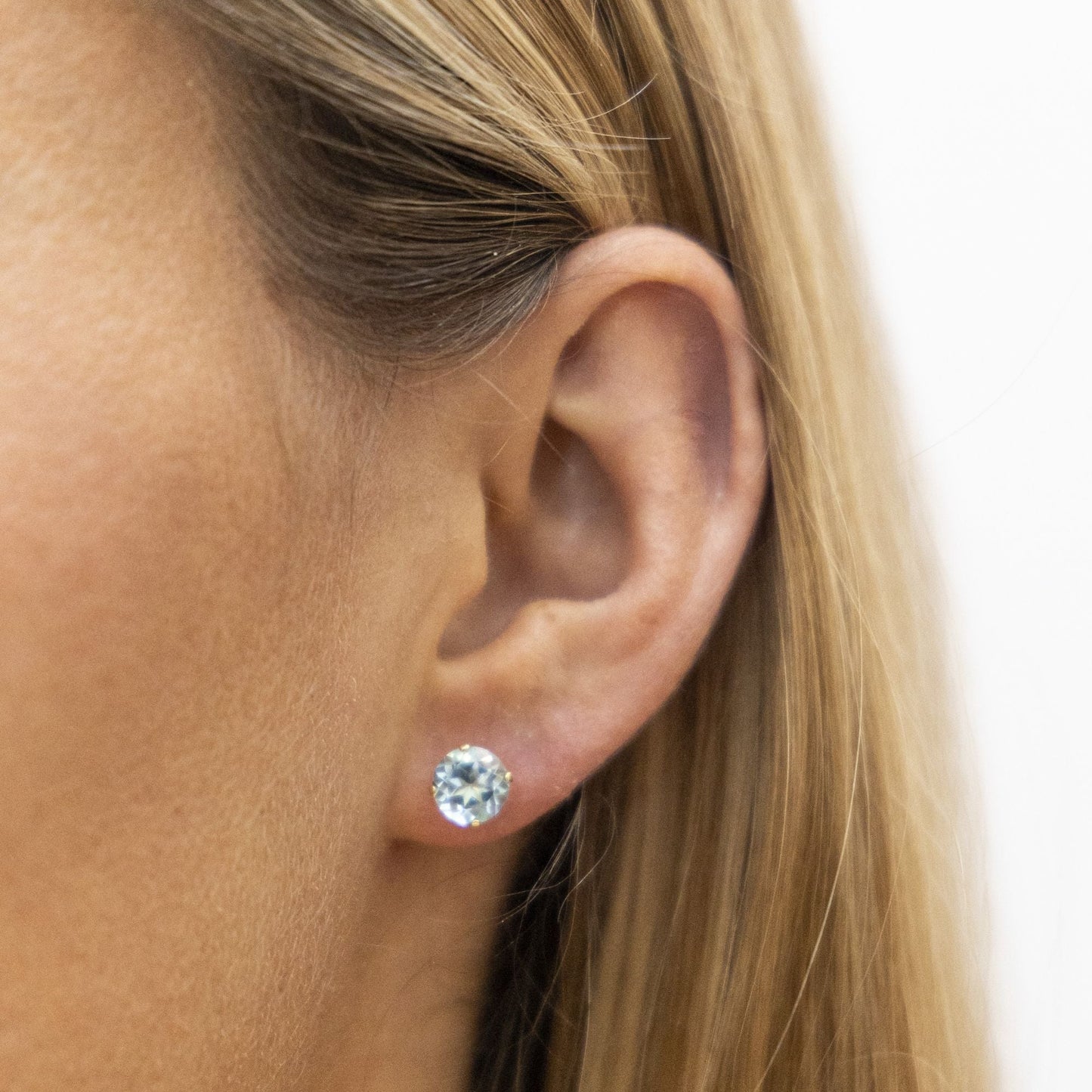 Ohrstecker 585/- Gold 0,7cm Blautopas beh.