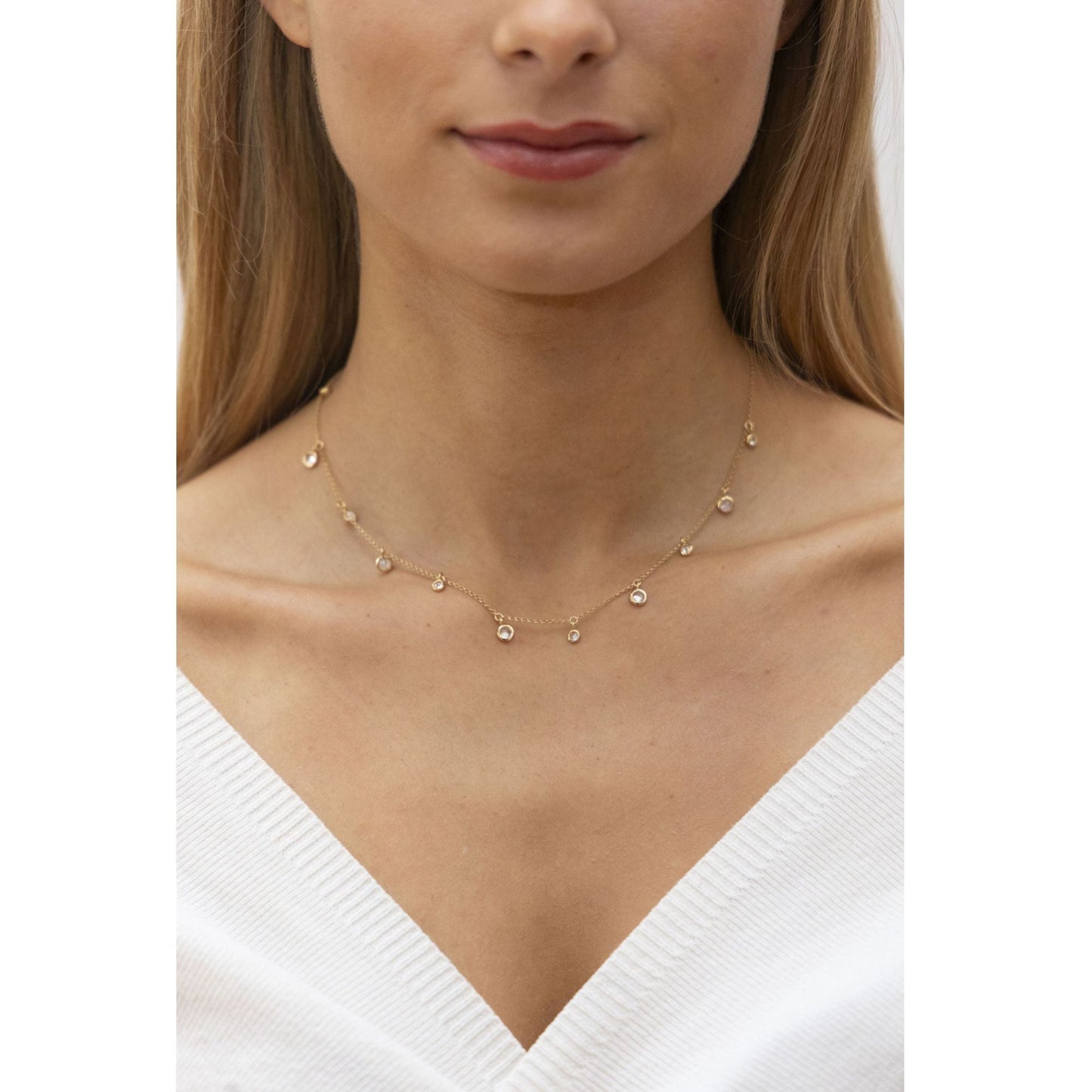 Halskette Ankerkette 925/- Sterling Silber vergoldet 45,0cm Zirkonia