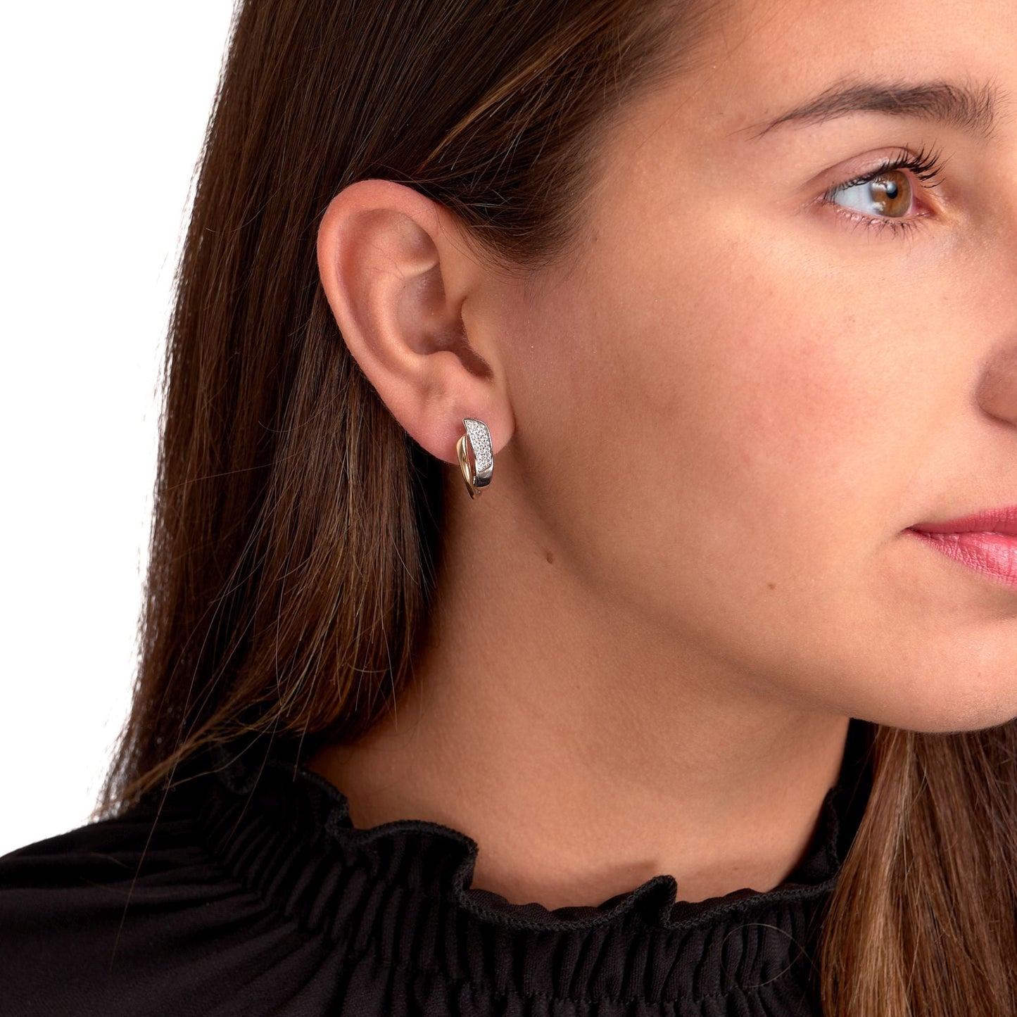 Klappcreolen 925/- Sterling Silber rhodiniert 1,8cm Zirkonia