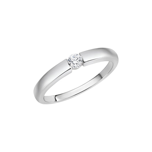 Zeeme Silver - Damen-Ring aus 925 Sterling Silber rhodiniert mit weißem Zirkonia-Stein