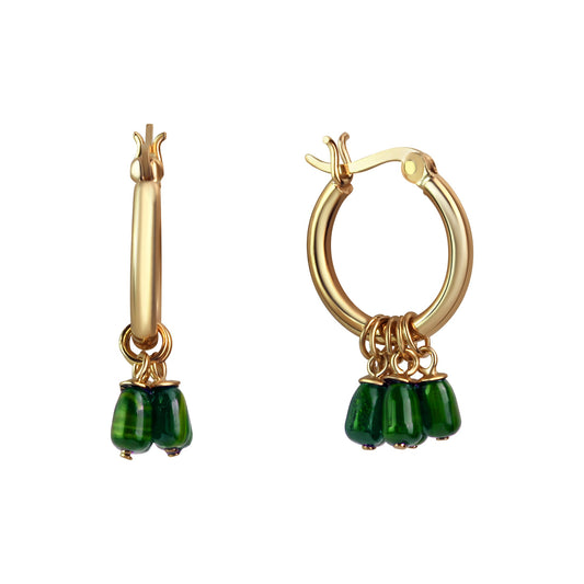 Celesta - Creole mit Einhängern aus 925 Sterling Silber vergoldet mit Malachit