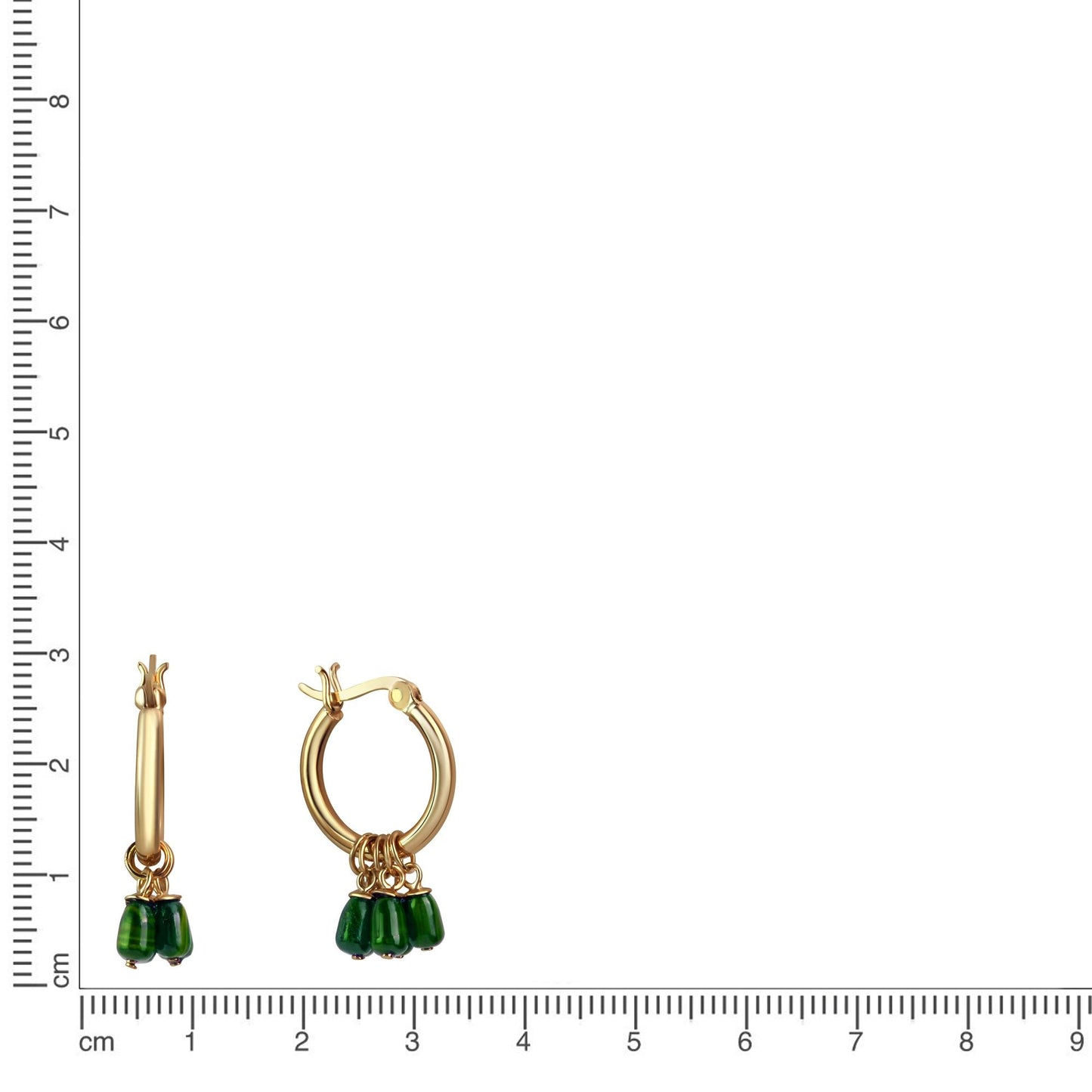 Creolen mit Einhänger 925/- Sterling Silber vergoldet 2,1cm Malachit