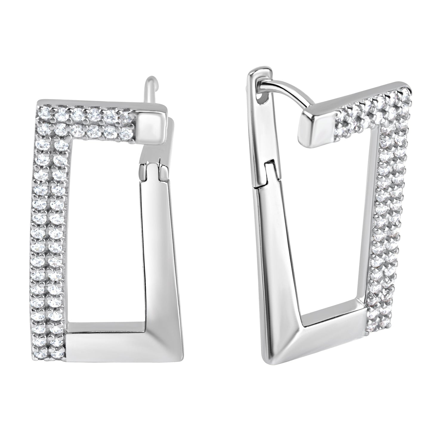 Creolen 925/- Sterling Silber Rhodiniert 2,4cm Zirkonia