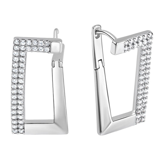 Klappcreolen aus 925/- Sterling Silber rhodiniert insg. 88 Zirkonia weiß