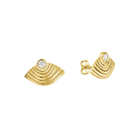 Ohrstecker aus 925/- Sterling Silber vergoldet glanz mit 2 Zirkonia weiß