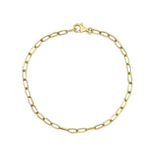 Armband aus 375/- Gelbgold mit Karabiner Anker rund weit oval 18,5 cm lang