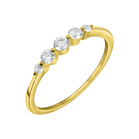 Damenring aus 375/- Gelbgold glanz mit 5 Zirkonia weiß