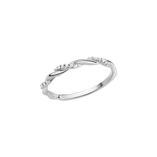 Damenring aus 925/- Sterling Silber rhodiniert 18 weiße Zirkonia