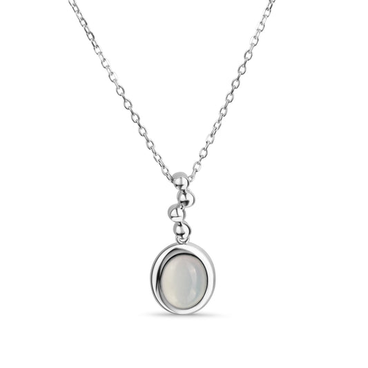 Anhänger mit Kette aus 925/- Sterling Silber rhodiniert 1 Katzenauge hellblau