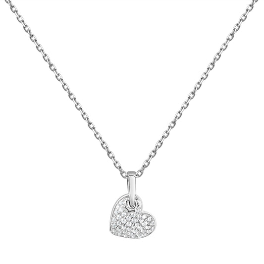 Anhänger mit Kette aus 925/- Sterling Silber rhodiniert Herz mit Zirkonia