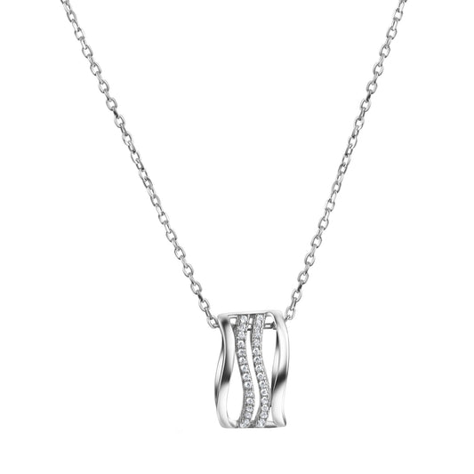 Anhänger mit Kette aus 925/- Sterling Silber rhodiniert mit 30 weißen Zirkonia