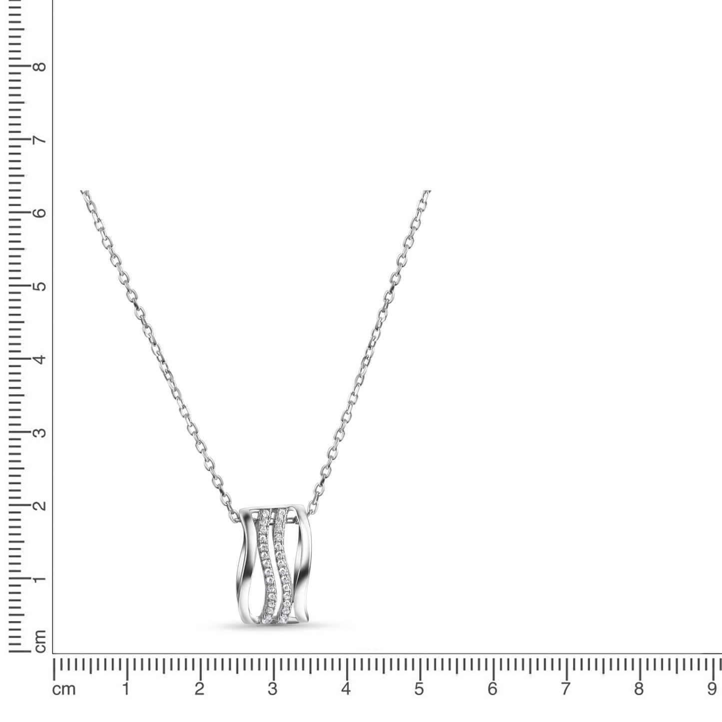 Anhänger mit Kette Ankerkette 925/- Sterling Silber Rhodiniert 45,0cm Zirkonia