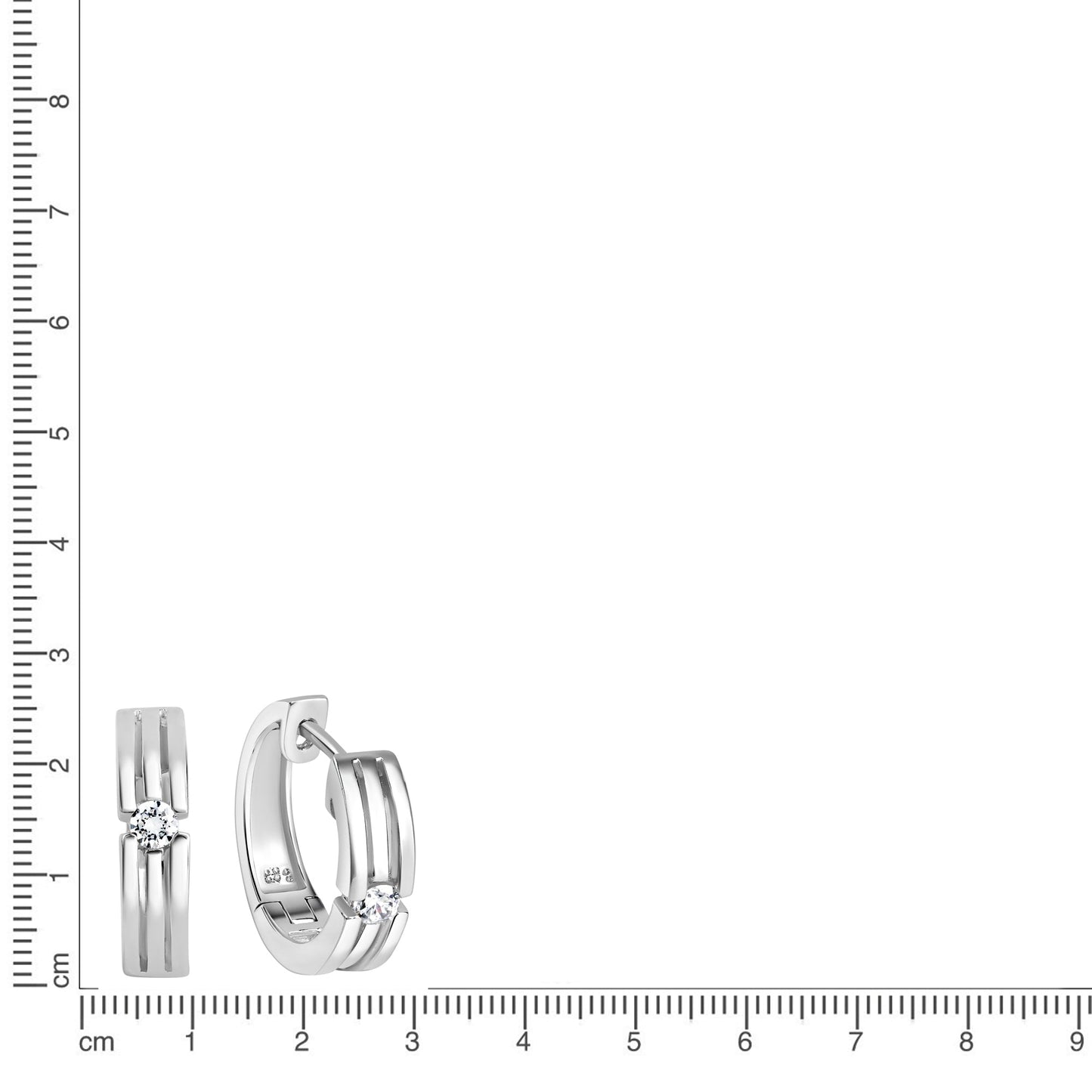 Creolen 925/- Sterling Silber Rhodiniert 17mm Zirkonia