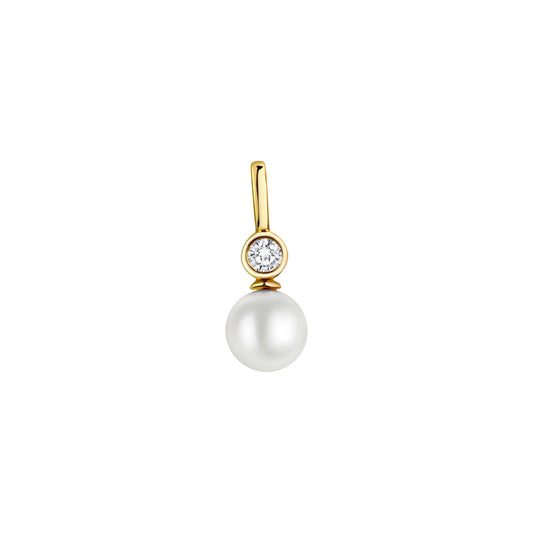 Anhänger aus 333/- Gelbgold glanz mit 1 Süßwasserperle und Zirkonia
