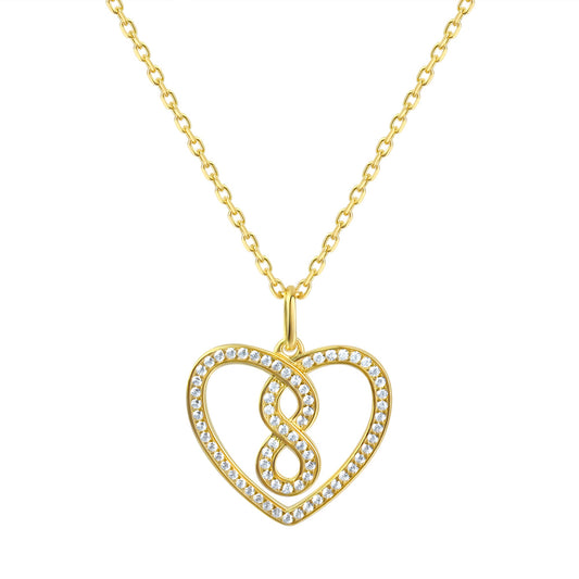 Anhänger mit Kette aus 925 Sterling Silber vergoldet Anhänger Herz mit 70 Zirkonia