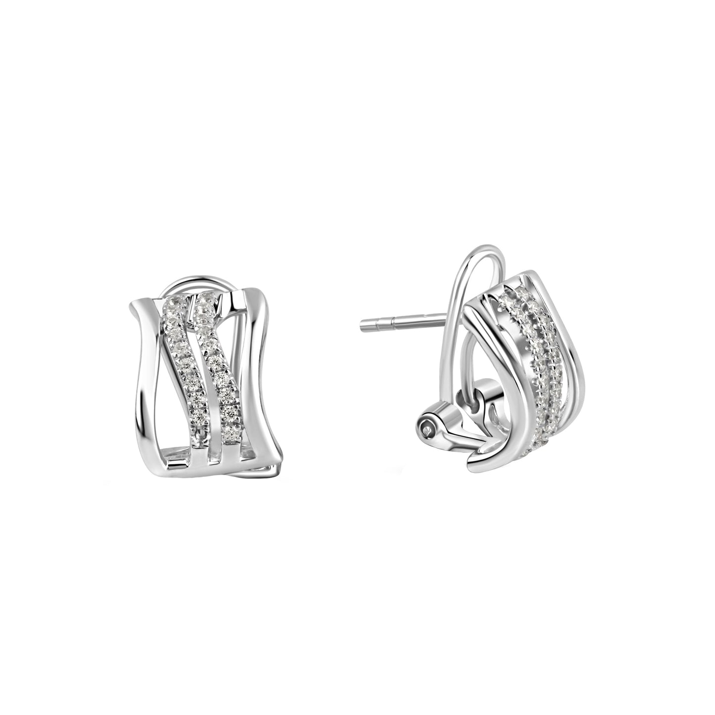Ohrstecker 925/- Sterling Silber Rhodiniert 1,3cm Zirkonia