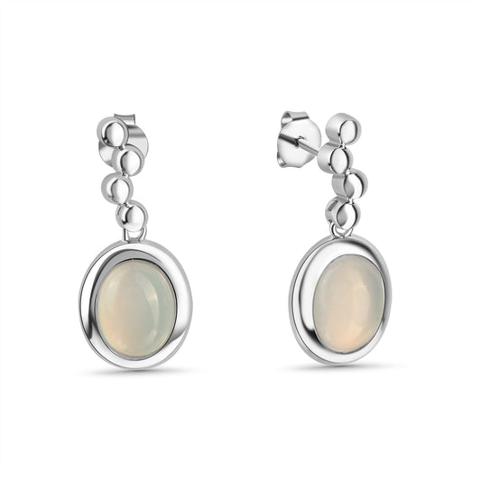 Ohrstecker aus 925/- Sterling Silber rhodiniert Katzenauge hellblau