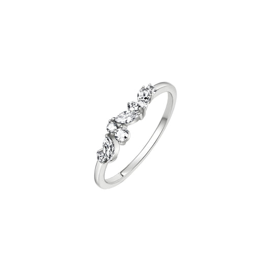 Damenring aus 375 Weißgold glanz mit 8 Zirkonia weiß