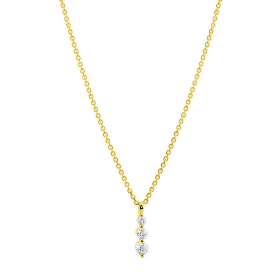 Anhänger mit Kette aus 375/- Gelbgold glanz 3 Zirkonia weiß