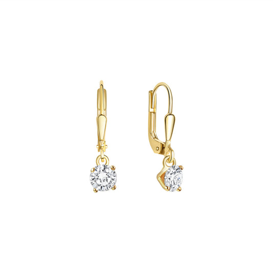 Ohrhänger aus 333/- Gelbgold glanz mit 2 Zirkonia weiß