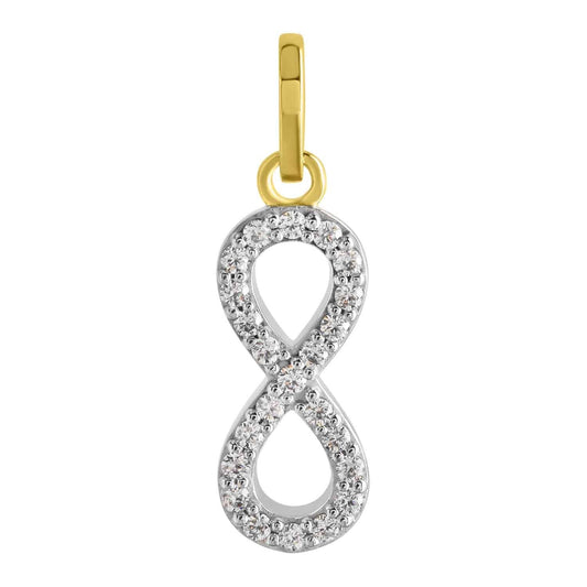 Anhänger aus 333 Gelbgold glanz bicolor mit 23 Zirkonia weiß Infinity