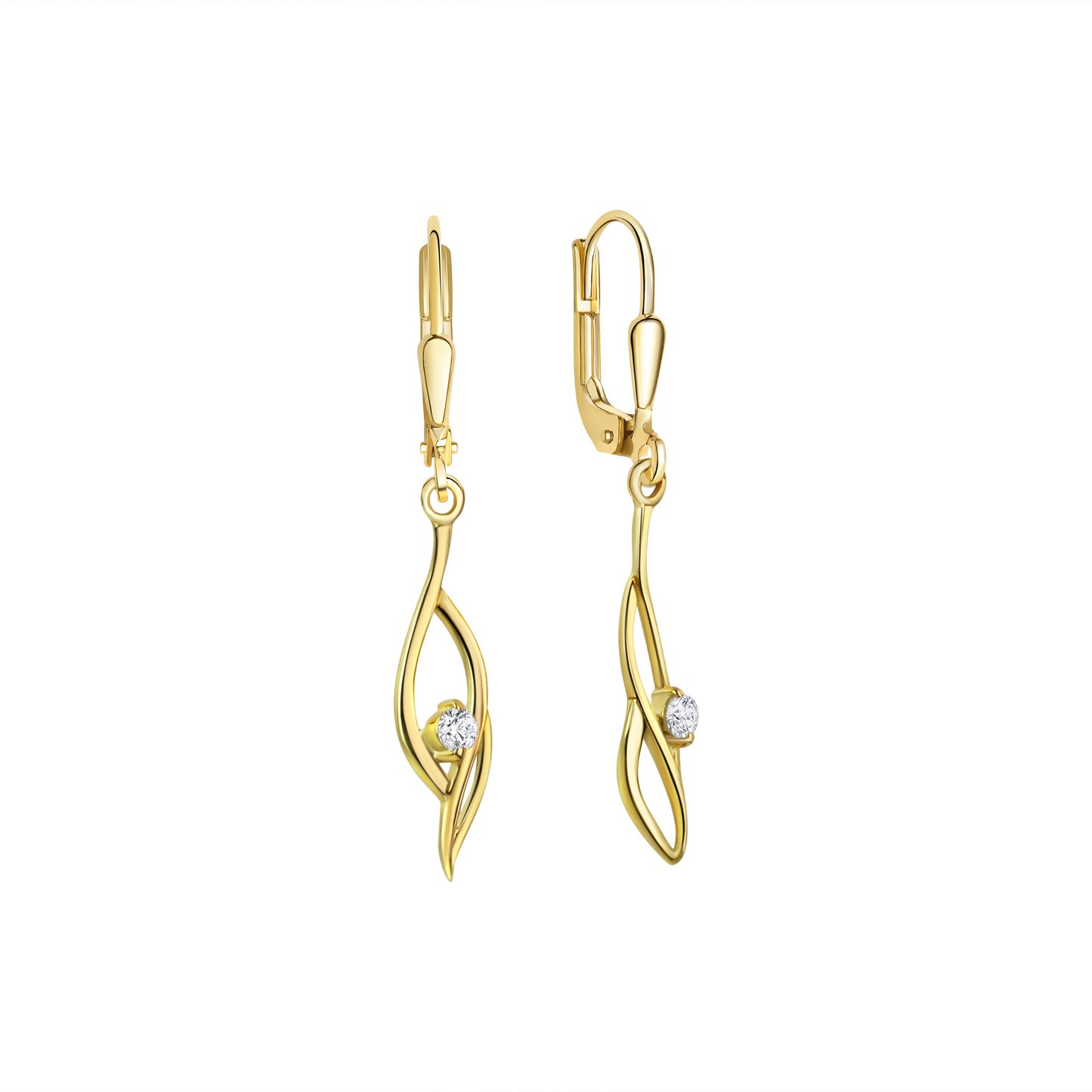 Ohrhänger 333/- Gold 3,6cm Zirkonia