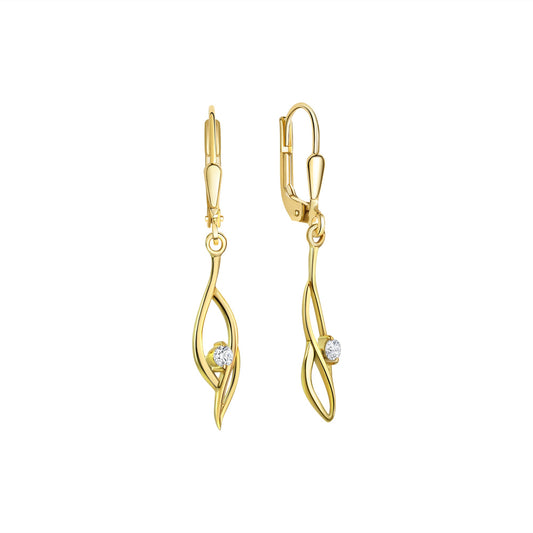 Ohrhänger aus 333/- Gelbgold glanz 2 Zirkonia weiß