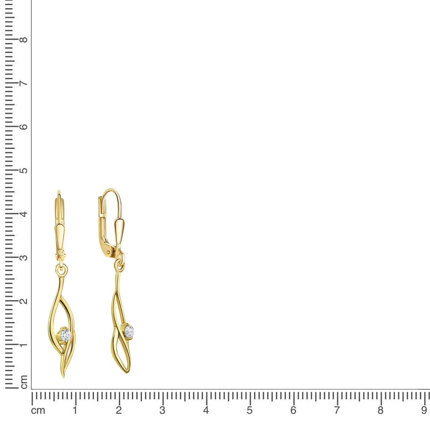 Ohrhänger 333/- Gold 3,6cm Zirkonia