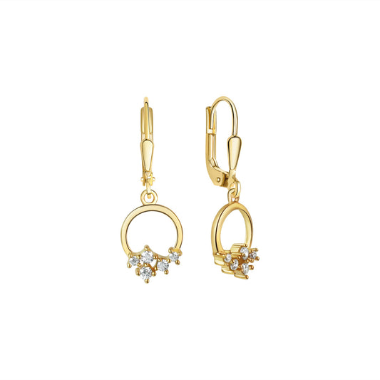 Ohrhänger aus 375/- Gelbgold glanz mit insg. 10 weißen Zirkonia