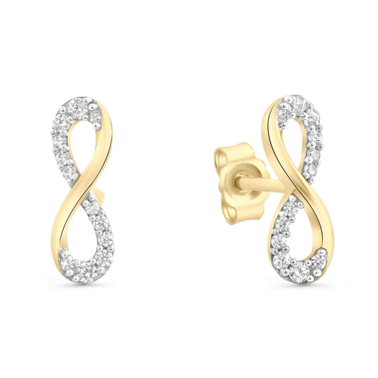 Ohrstecker aus 333/- Gelbgold glanz bicolor Infinity insg. 24 Zirkonia weiß