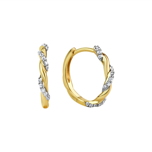 Klappcreolen aus 333/- Gelbgold bicolor insg. 28 Zirkonia weiß