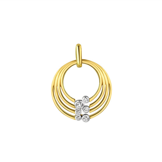 Anhänger aus 925/- Sterling Silber vergoldet bicolor glanz 6 weiße Zirkonia