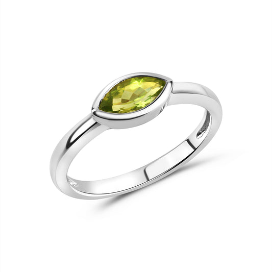 Damenring aus 925/- Sterling Silber rhodiniert 1 Peridot
