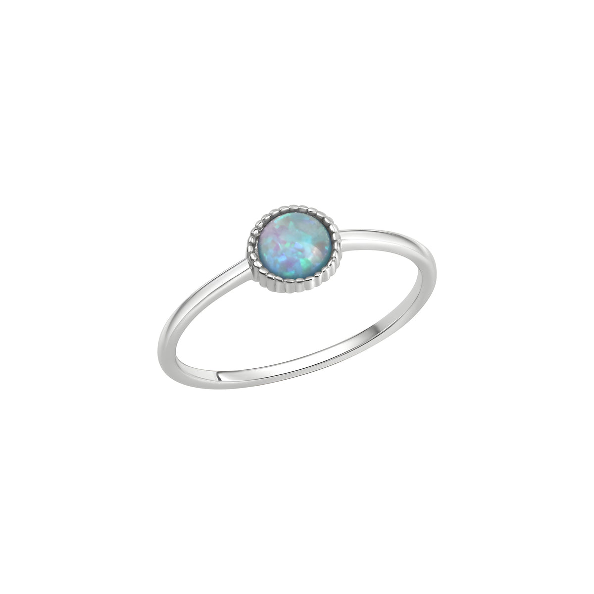 Damenring aus 925/- Sterling Silber rhodiniert 1 synth. Opal blau