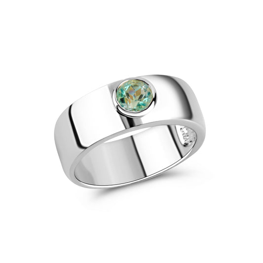 Damenring aus 925/- Sterling Silber rhodiniert glanz mit 1 synth. Spinell hellblau