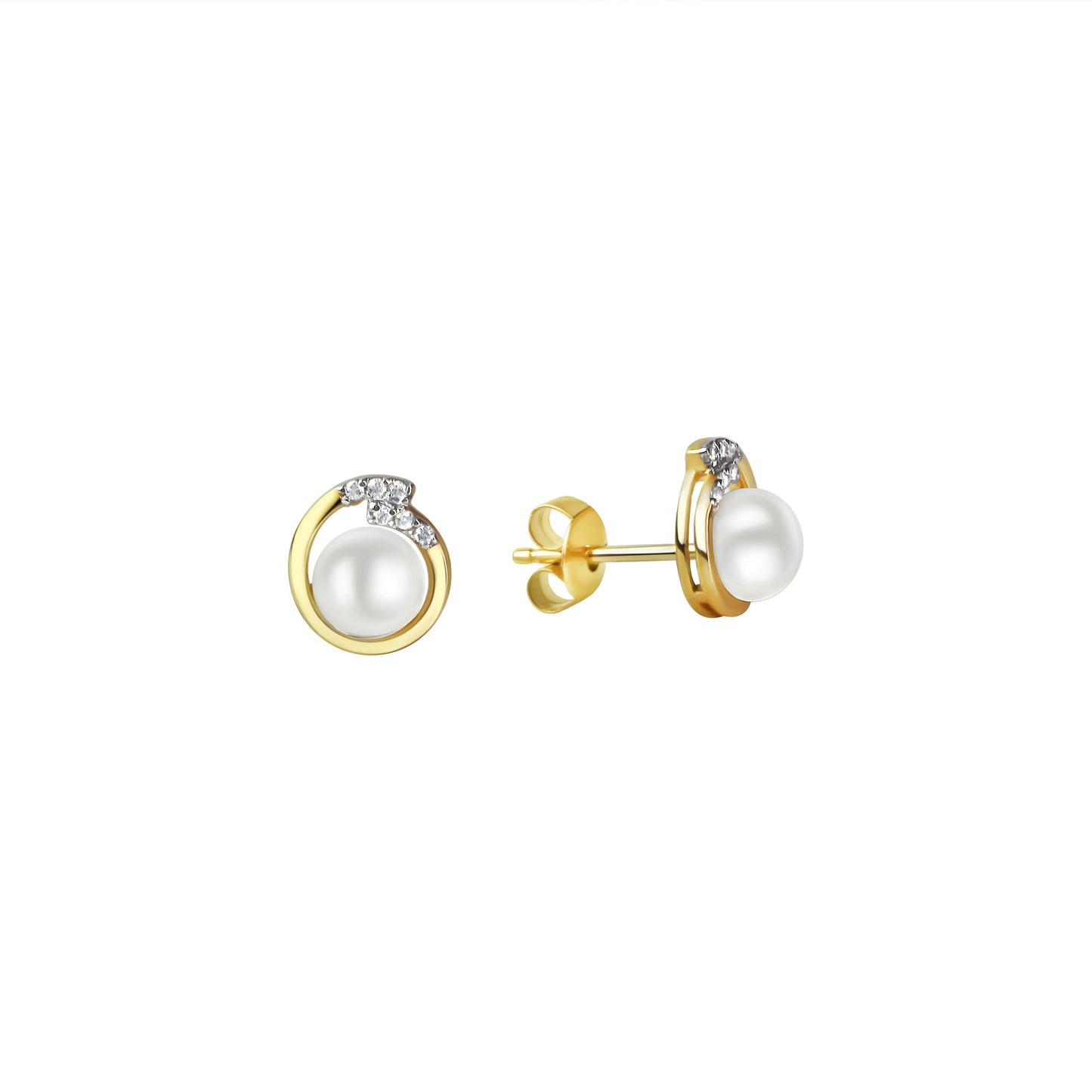 Ohrstecker 375/- Gold rhodiniert (teil) 0,9cm Zirkonia