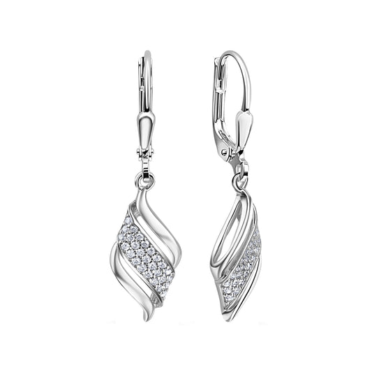Ohrhänger aus 925/- Sterling Silber rhodiniert glanz 54 Zirkonia weiß