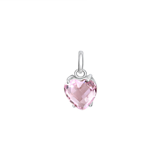 Anhänger aus 925/- Sterling Silber rhodiniert Motiv Herz mit Glasstein rosa