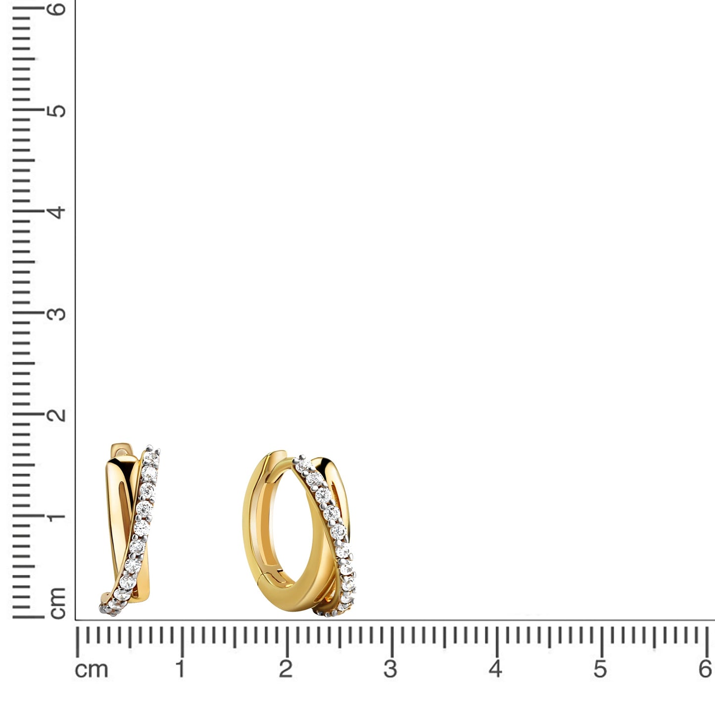 Klappcreolen 375/- Gold rhodiniert (teil) 1,4cm Zirkonia