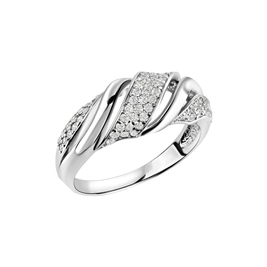 Damenring aus 925/- Sterling Silber rhodiniert 63 weiße Zirkonia