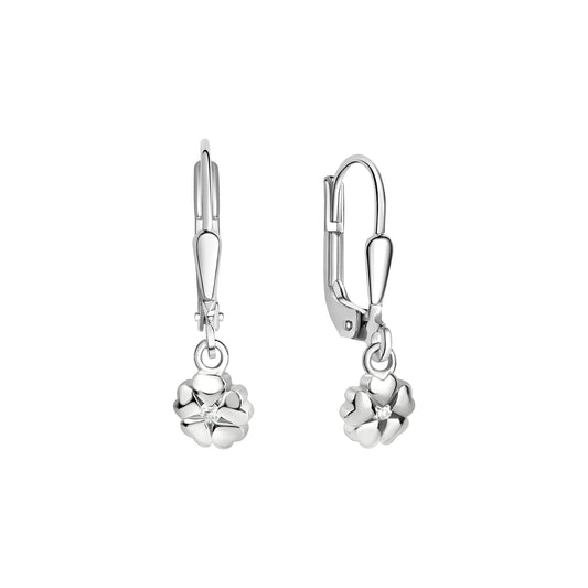 Ohrhänger aus 925/- Sterling Silber rhodiniert Herzne mit 2 Zirkonia weiß