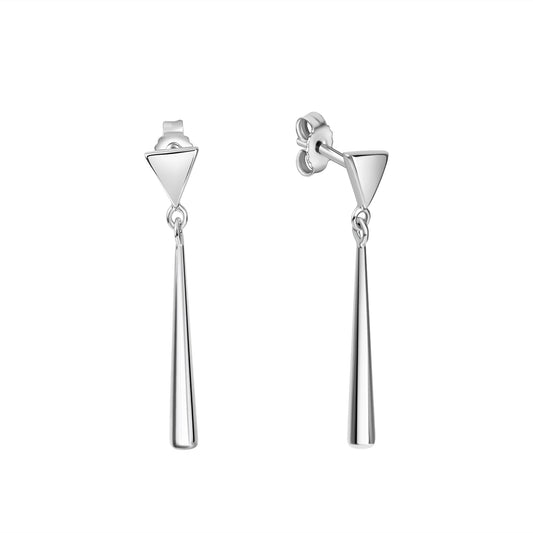 Ohrhänger aus 925/- Sterling Silber rhodiniert Kegel rund glanz