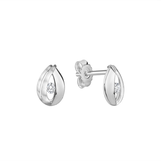 Ohrstecker aus 925/- Sterling Silber matt/glanz 2 weiße Zirkonia