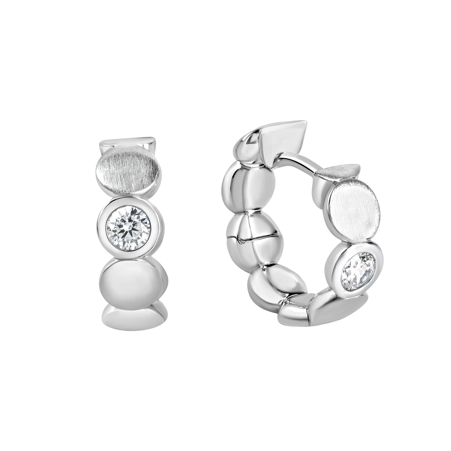 Creolen 925/- Sterling Silber Rhodiniert 1,6cm Zirkonia