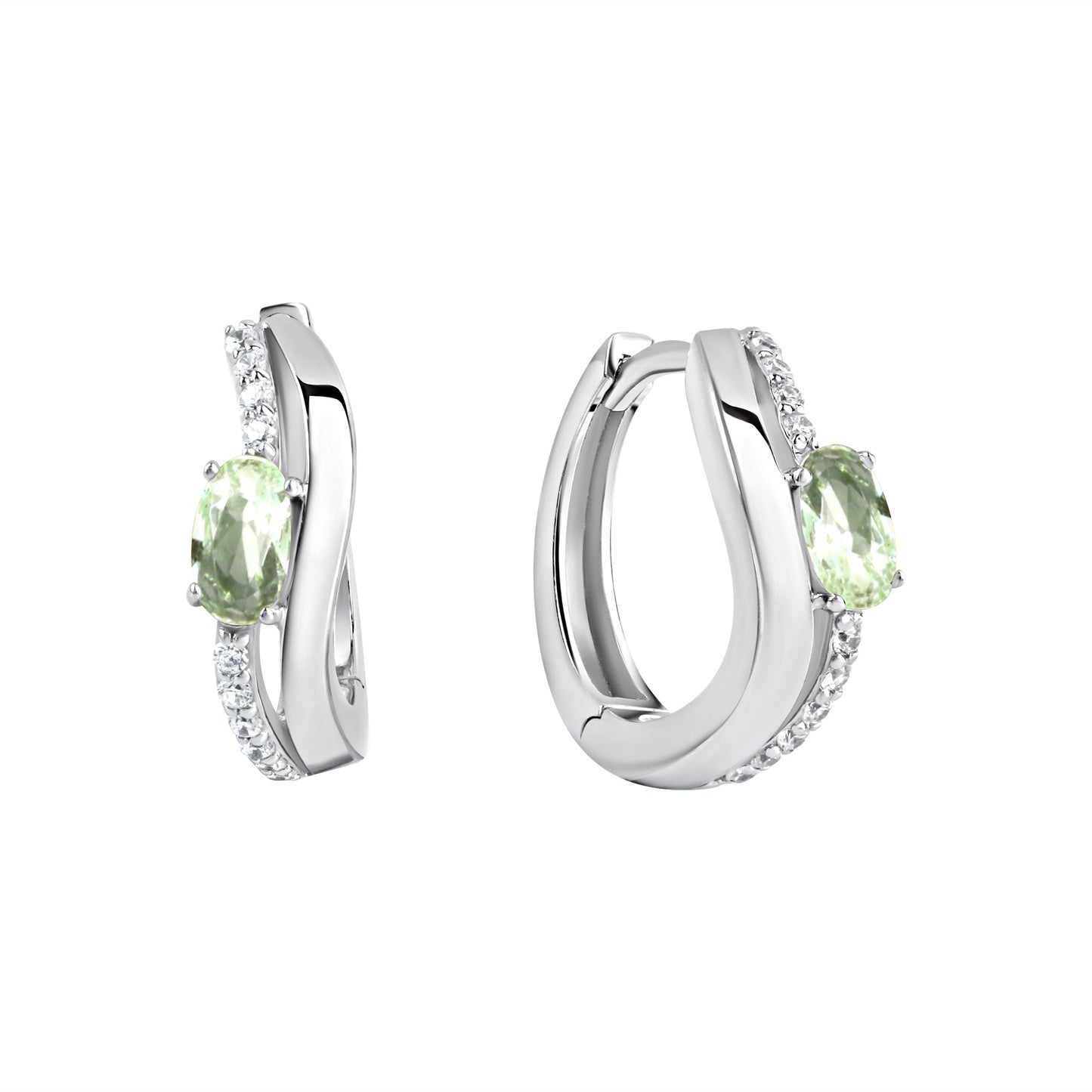Creolen 925/- Sterling Silber rhodiniert 1,6cm Zirkonia