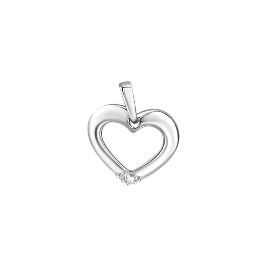 Anhänger aus 925/- Sterling Silber rhodiniert glanz Herz mit 1 Zirkonia weiß